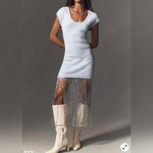 Chic Light Blue Fringe Dress